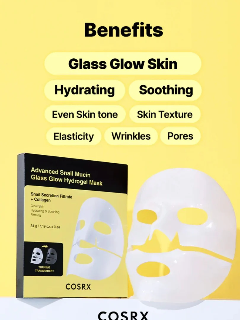 COSRX Advanced Snail Mucin Glass Glow Hydrogel Mask - Μάσκα με κολλαγόνο και βλεννίνη σαλιγκαριού - Image 2