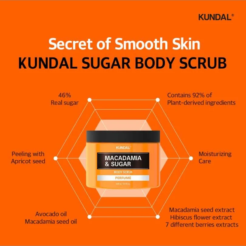 KUNDAL Macadamia & Sugar Body Scrub White Musk – Απολεπιστικό Σώματος με Ζάχαρη & Macadamia - Image 2