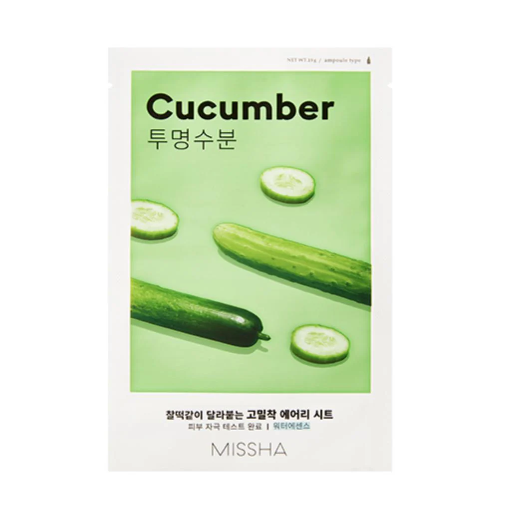 Missha Airy Fit Sheet Mask - Cucumber - Μάσκα με εκχύλισμα αγγουριού για ενυδάτωση, αίσθηση φρεσκάδας
