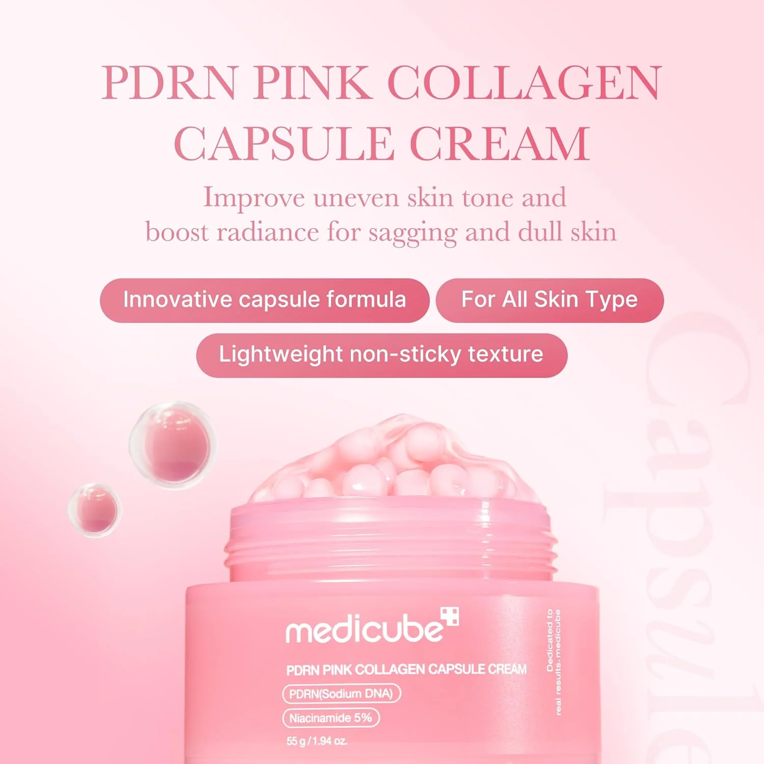Medicube PDRN Pink Collagen Capsule Cream - Κρέμα με Κάψουλες PDRN & Κολλαγόνου για Λάμψη & Ομοιόμορφο Τόνο - Image 7