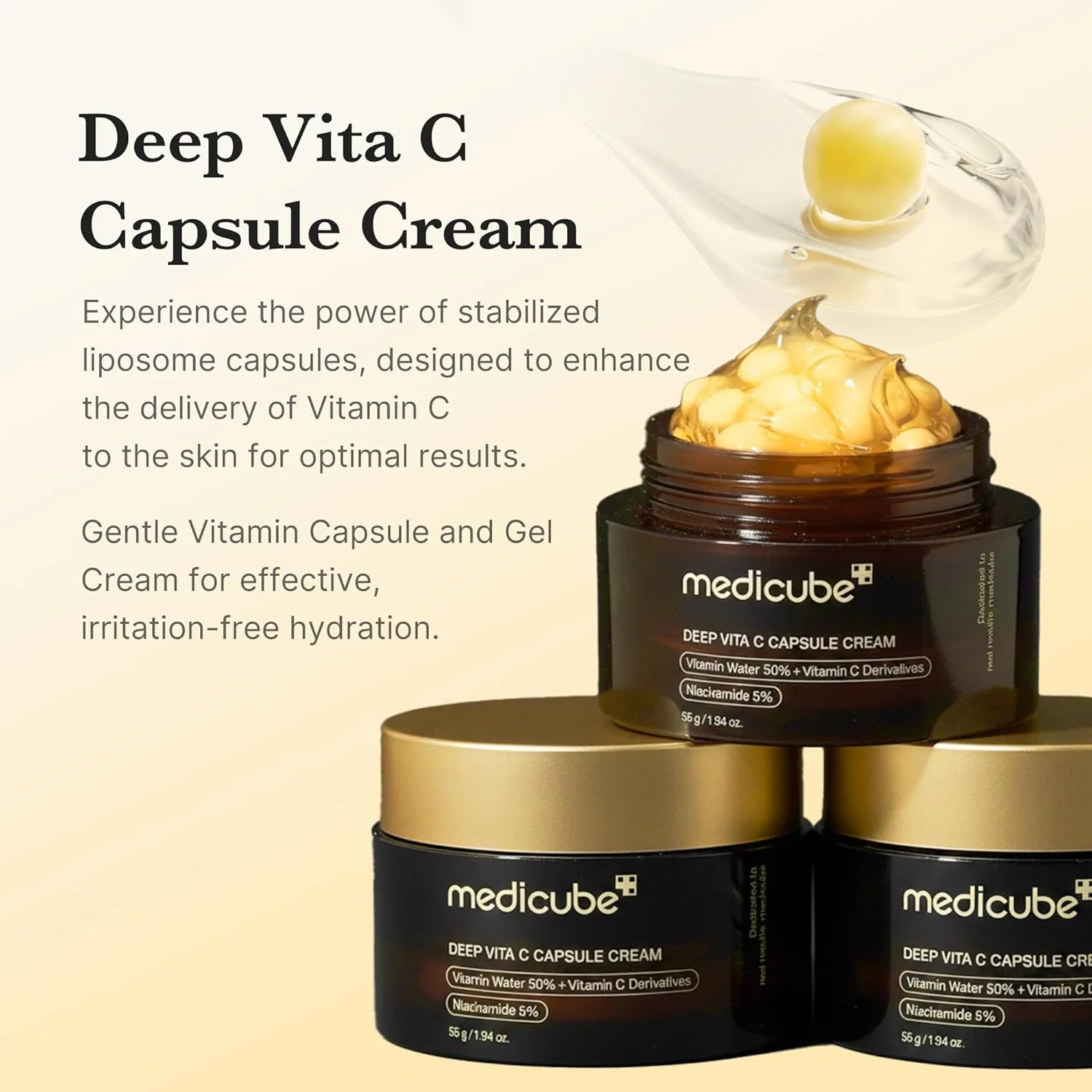 Medicube Deep Vita C Capsule Cream - Ενυδατική Κρέμα Λάμψης με Βιταμίνη C και Θρεπτικά Έλαια - Image 4