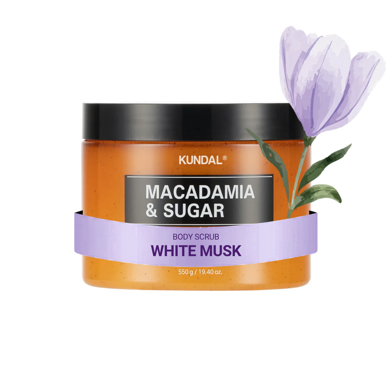 KUNDAL Macadamia & Sugar Body Scrub White Musk – Απολεπιστικό Σώματος με Ζάχαρη & Macadamia