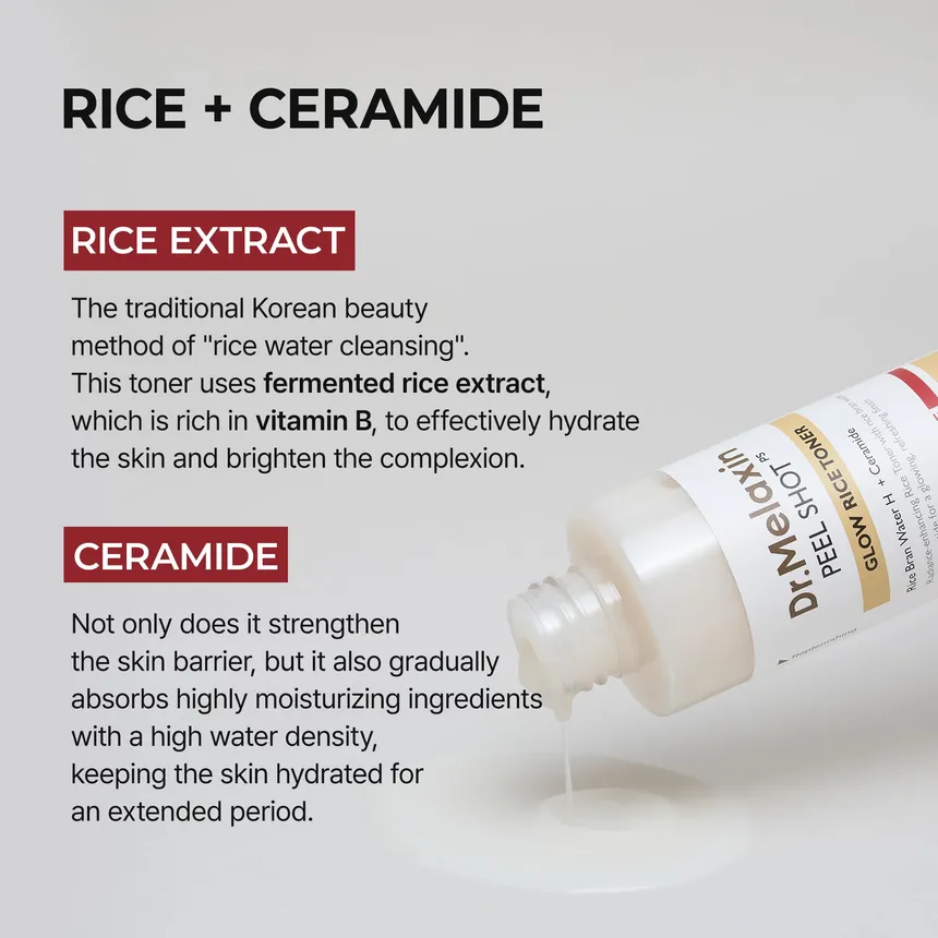 Dr.Melaxin - Peel Shot Glow Rice Toner - Τονωτική λοσιόν με εκχύλισμα ρυζιού - Image 4