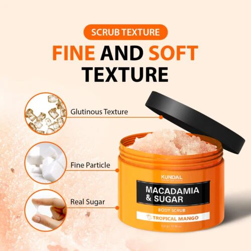 KUNDAL Macadamia & Sugar Body Scrub White Musk – Απολεπιστικό Σώματος με Ζάχαρη & Macadamia - Image 3