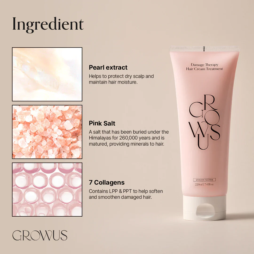 GROWUS Damage Therapy Cream Hair Treatment EX - Μάσκα Επανόρθωσης & Ενυδάτωσης Μαλλιών - Image 4