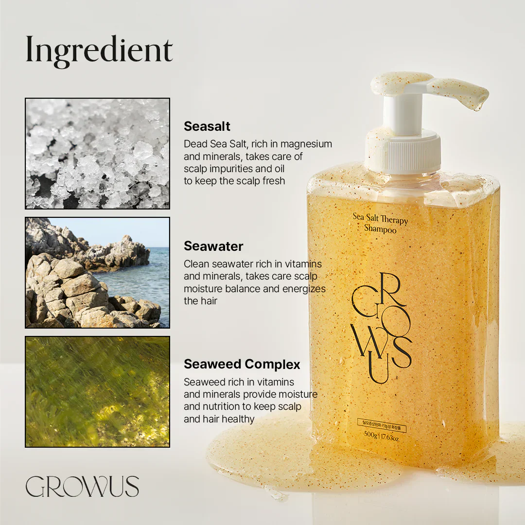 GROWUS Sea Salt Therapy Shampoo - Αναζωογονητικό Σαμπουάν για το Τριχωτό & τα Μαλλιά - Image 2