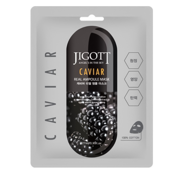 JIGOTT Caviar Real Ampoule Mask – Υφασμάτινη Μάσκα Προσώπου 27ml